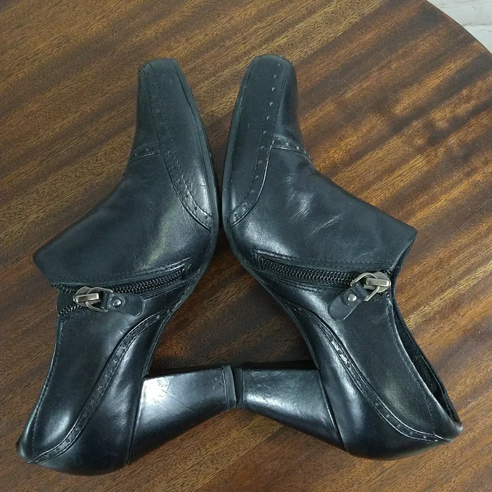 Clarks Black Leather Ankle Boots